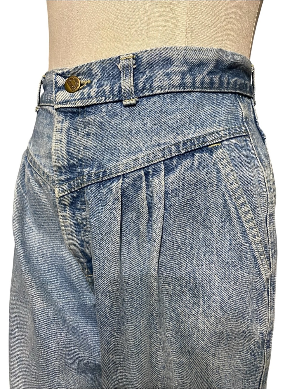 Vintage 80s Sunset Blues Light Wash Cotton Yolk Jeans 30 x 28 Normcore Americana - Picture 4 of 12